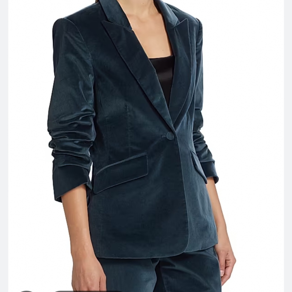 Cinq à Sept Cheyenne Velvet Blazer Size 0 In Peacock Blue